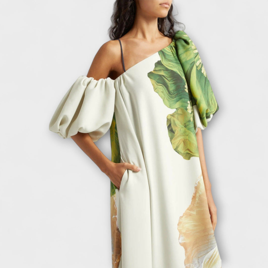 Μελωδία - Ασύμμετρο Floral-Maxikleid