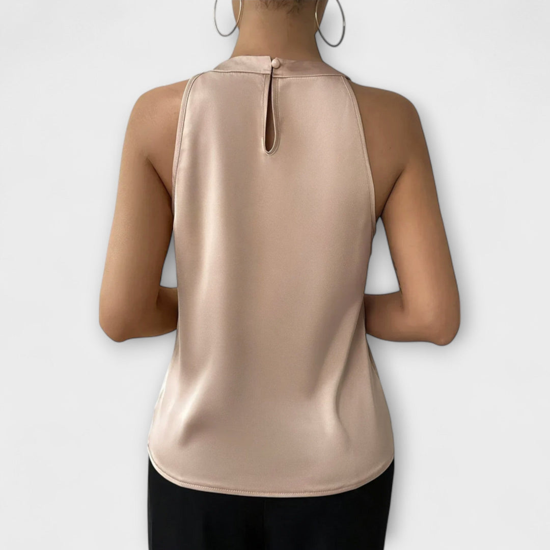 Skye - Κομψό σατέν τοπ με σχέδιο off-shoulder