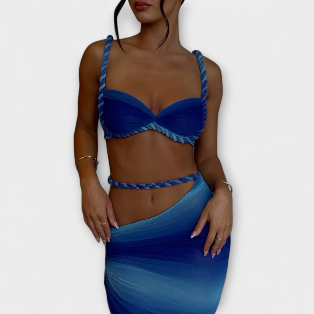 Τζέιν - Μοντέρνο Gradient Zopf Crop Top & Overskirt Duo