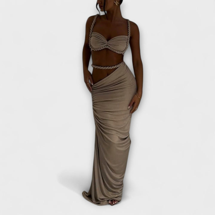 Τζέιν - Μοντέρνο Gradient Zopf Crop Top & Overskirt Duo