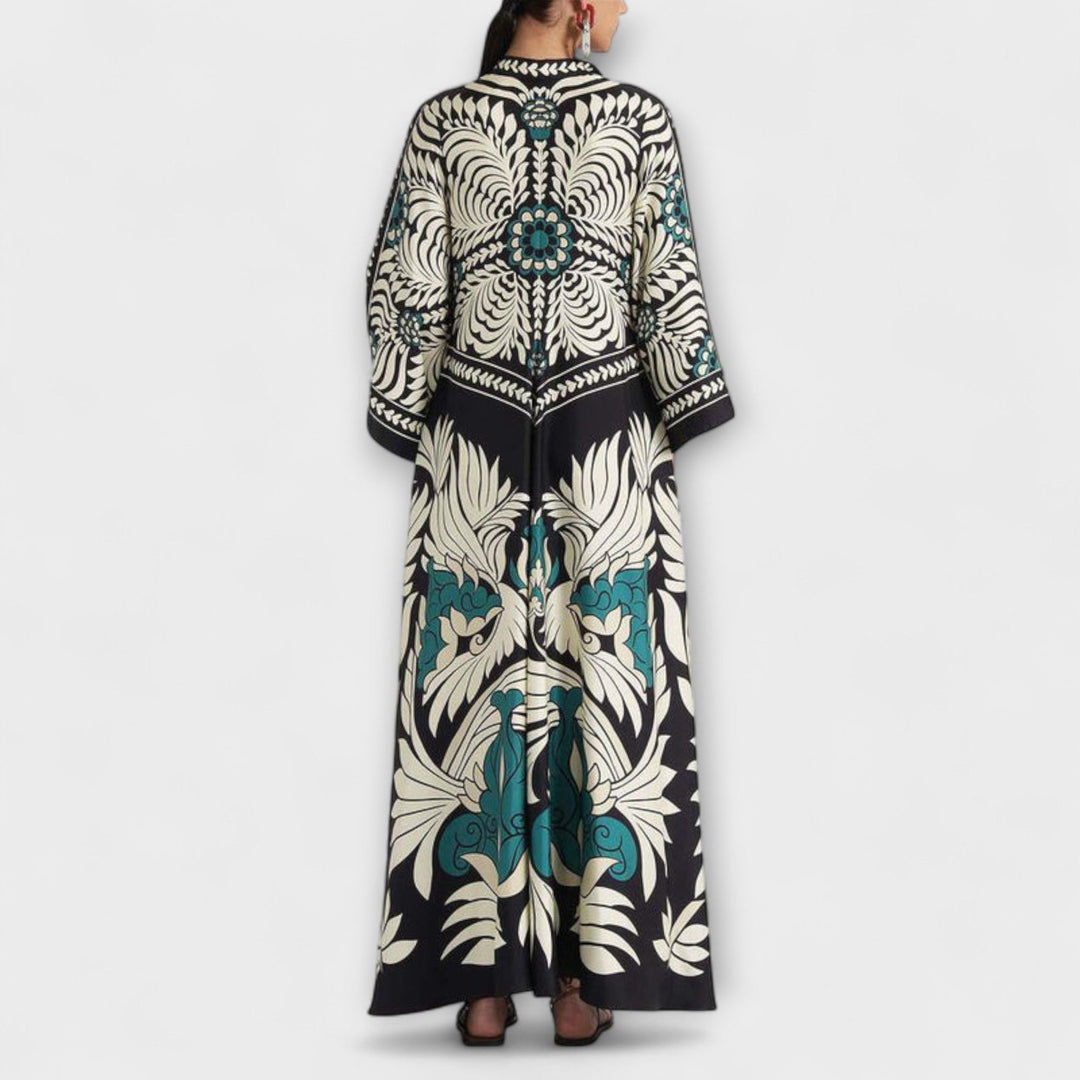 Γκισέλ - Κομψό Floral-Muster Ρο flowing Maxikleid