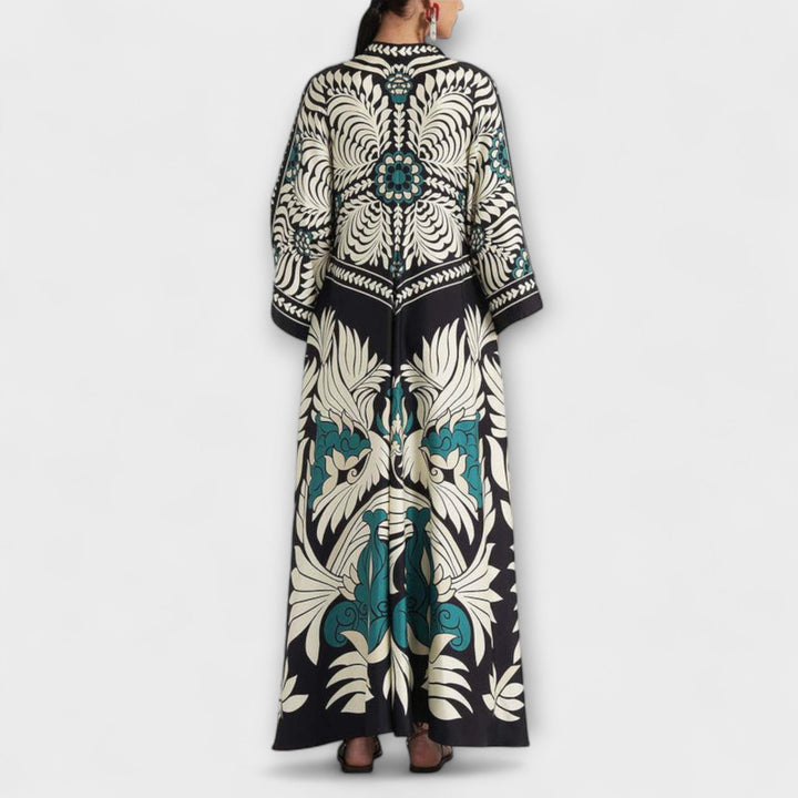 Γκισέλ - Κομψό Floral-Muster Ρο flowing Maxikleid