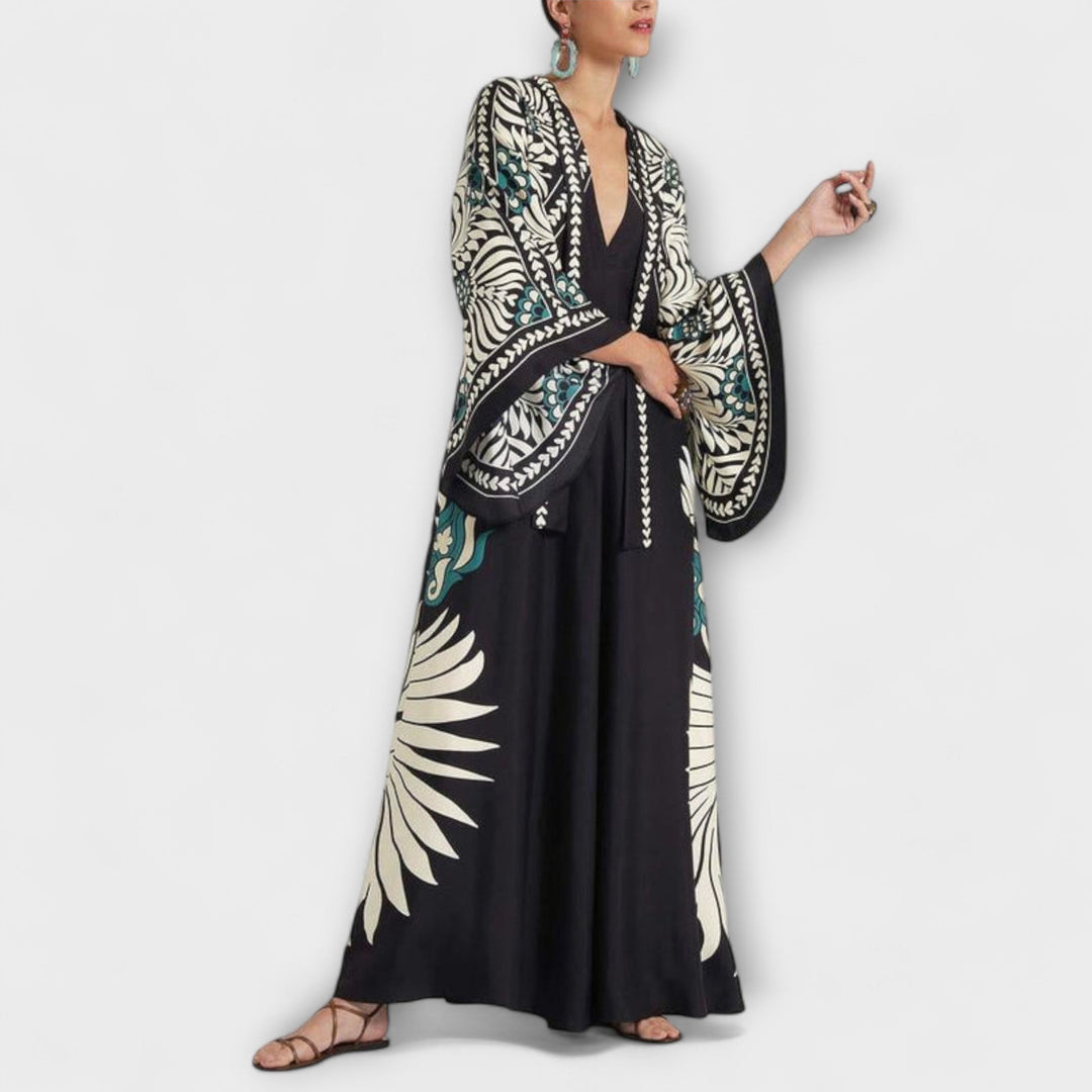 Γκισέλ - Κομψό Floral-Muster Ρο flowing Maxikleid